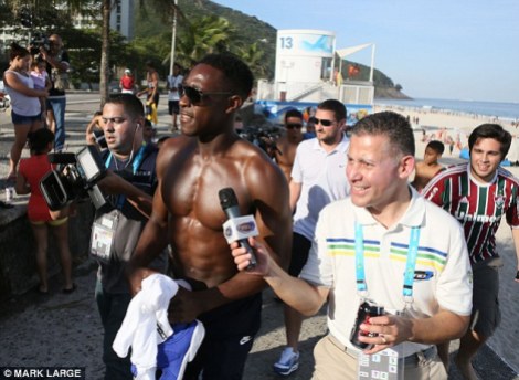 Danny Welbeck getting interviewed by a local Journo
